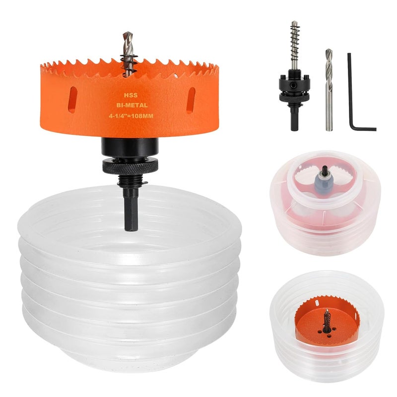 Genubi Industry 4 1/4 Hole Saw for Recessed Lights, 4.25 Inch Bi-Metal Hole Cutter Kit with Dust Bowl Catcher for Led Recessed Lighting 4 Inch, Ceiling, Wood, Drywall and Plastic - Image 1